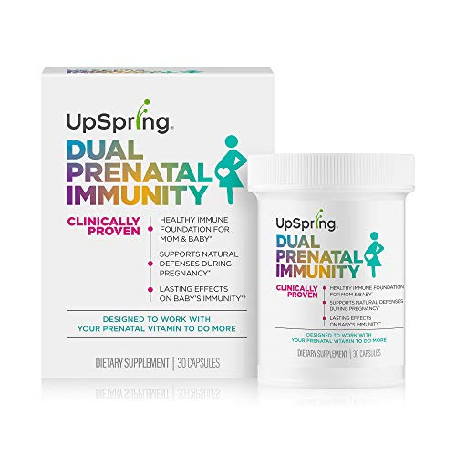 UpSpring Dual Prenatal Immunity Capsules - Helps Support a Healthy Immune System for Mom  and  Baby* - Take with Prenatal Vitamins - Balances Gut Health - Pregnancy Probiotic  Microbiome Health - 30 Ct