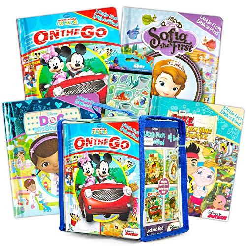 Disney Look and Find Books Set for Kids Toddlers - 4 Disney Look and Find Board Books with Stickers (Featuring Mickey Mouse, Minnie Mouse and More)