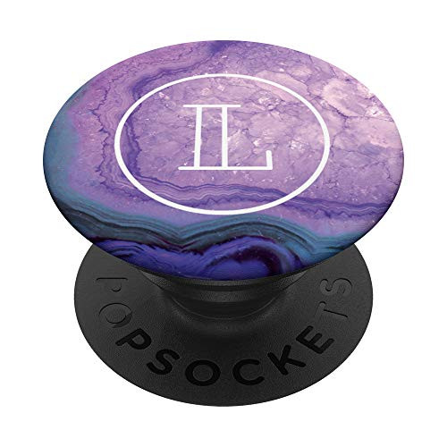 Geode Purple Agate Monogram Initial L Crystal Geode PopSockets Grip and Stand for Phones and Tablets