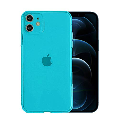 iPhone 12 Mini Case Clear Slim Soft Flexible TPU Shockproof Protective Cover Compatible with iPhone 12 Mini 5.4" 2020 -Fluorescent Light Blue