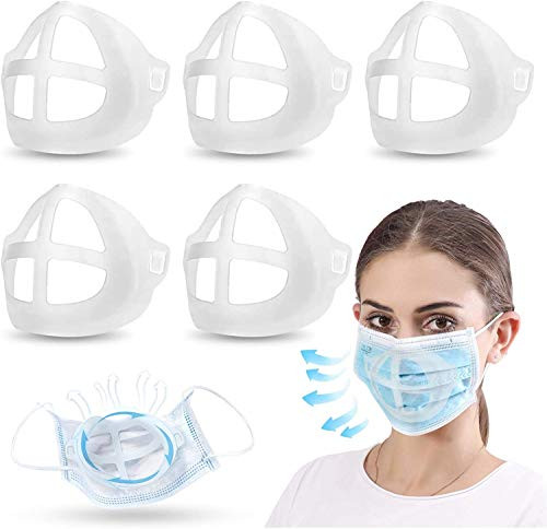 3D Mask Bracket Inner Support Frame - Silicone Mask Inner Support Frame - Reusable Face Lipstick Protector Protection, for Easy Comfortable Breathing (5Pcs)