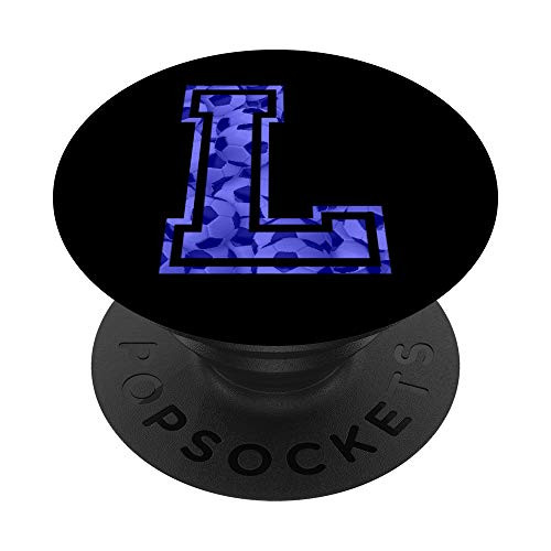 L Soccer Balls Futbol Football Blue Monogram Letter Initial PopSockets Grip and Stand for Phones and Tablets
