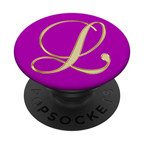 L Yellow Pink Purple Initial Monogram Capital Letter Name PopSockets Grip and Stand for Phones and Tablets