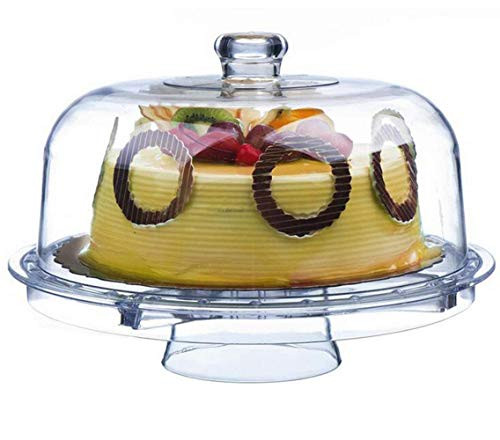 Tebery 6-in-1 Acrylic Cake Stand Cake Plate With 12Dome Multi-Function Serving Platter, Salad & Punch Bowl