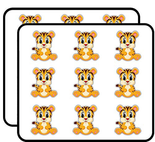 Cute Tiger Cartoon Animal Art Decor 2" Each Sticker for Scrapbooking, Calendars, Arts, Kids DIY Crafts, Album, Bullet Journals 18 Pack
