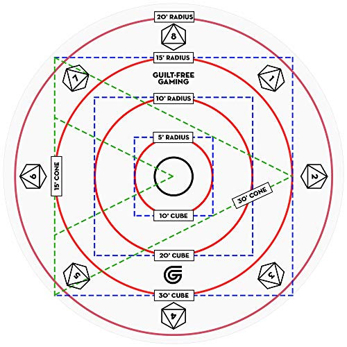 Extra Large Acrylic Spell AOE Damage Template - Featuring a 30' Cone  and  30' Cube - Marker D and D Area Effect - 1" Grid, DND, Dungeons and Dragons 5E Pathfinder by Guilt-Free Gaming