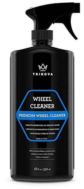 TriNova Wheel Cleaner Rim Cleaning Spray - Remove Tire Dirt, Oil Residue, Dust  and  More - Restores Shine  and  Clears Stains - Polished, Painted Alloy, Chrome Wheels. 18 OZ