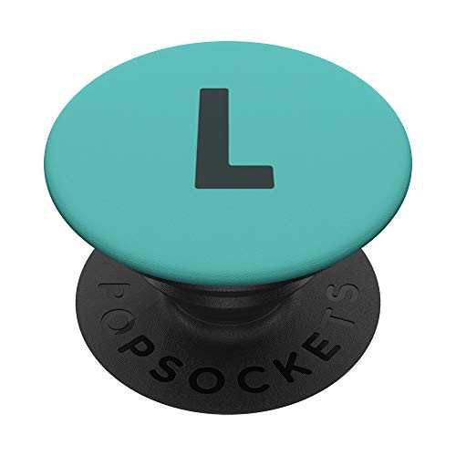 Teal Blue Turquoise Mint Green Monogram Initial Letter L PopSockets Grip and Stand for Phones and Tablets