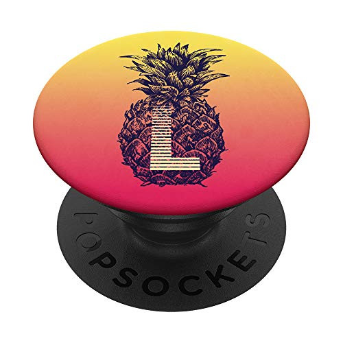 Orange Yellow Gradient Pineapple Monogram Initial Letter L PopSockets Grip and Stand for Phones and Tablets