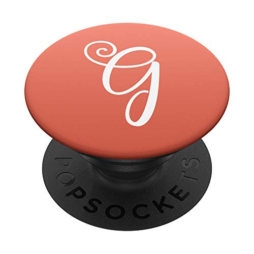 Monogram Letter G Name Pretty Coral Gradient Xr Color Ombre PopSockets PopGrip: Swappable Grip for Phones  and  Tablets