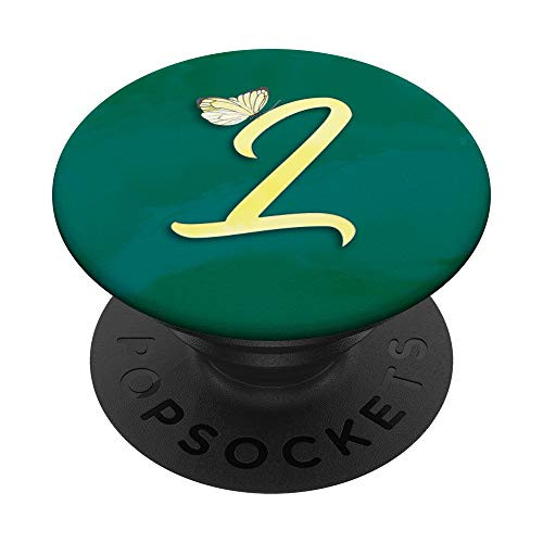 Teal and Yellow Butterfly Monogram Initial Capital Letter L PopSockets Grip and Stand for Phones and Tablets