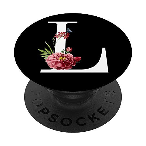 Letter L Floral Monogram Initial PopSockets Grip and Stand for Phones and Tablets