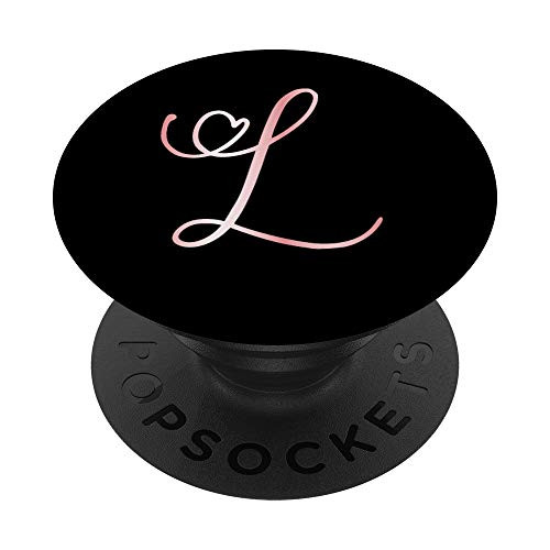 Rose Pink Letter L Monogram Fancy Italic Initial on Black PopSockets PopGrip: Swappable Grip for Phones and Tablets Rose Pink Letter L Monogram Fancy Italic Initial on Black PopSockets PopGrip: Swappable Grip for Phones and Tablets