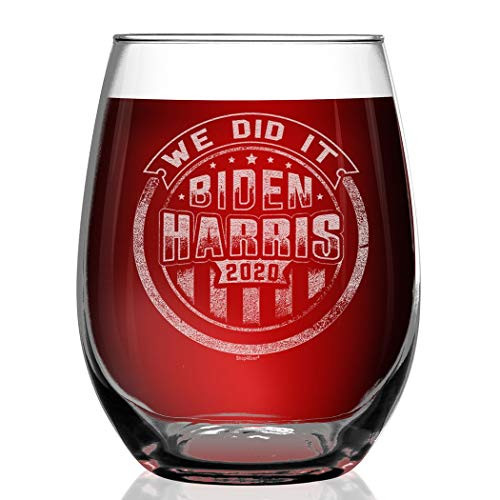 Shop4Ever We Did It Joe Biden Kamala Harris 2020 Engraved Stemless Wine Glass Excuse Me I'm Speaking