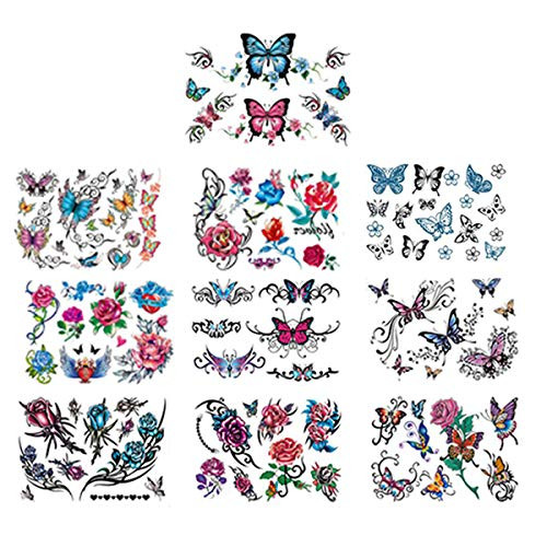 PEO Temporary Tattoos Stickers, 70 Sheets Flowers, Butterflies and Multi-Colored Mixed Style Body Art Temporary Tattoos for Women, Girls or Kids PEO Temporary Tattoos Stickers, 70 Sheets Flowers, Butterflies and Multi-Colored Mixed Style Body Art Temporary Tattoos for Women, Girls or Kids