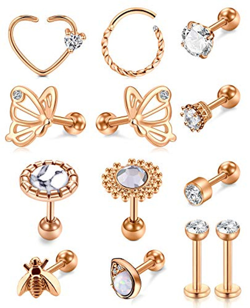 Anicina Tragus Earring for Women Cartilage Earring Stud Flat Back Tragus Helix Piercing Jewelry Cartilage Earrings Hoop Rose Gold Lip Studs Labret Jewelry Anicina Tragus Earring for Women Cartilage Earring Stud Flat Back Tragus Helix Piercing Jewelry Cartilage Earrings Hoop Rose Gold Lip Studs Labret Jewelry