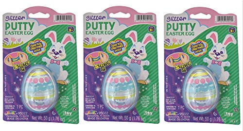 3pk Glitter Putty Easter Egg Toy for Kids - Sparkly Slime Stretchy Putty Ooze Toy - Perfect Easter Basket Gifts  and  Egg Hunt Prizes
