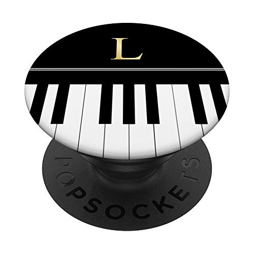 Music Monogram L Piano Keyboard Letter L initial PopSockets PopGrip: Swappable Grip for Phones  and  Tablets