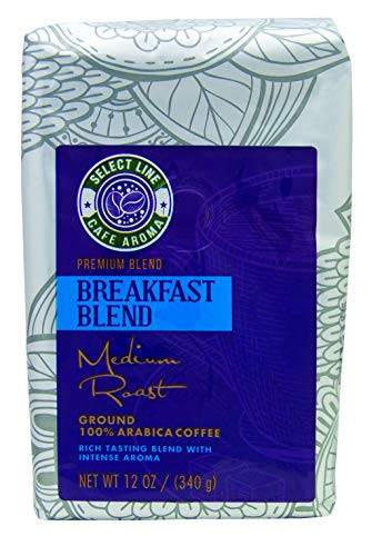 Breakfast Blend Medium Roast - from Aroma Select, Premium Ground Arabica Coffee, 340g (12 oz) (Pack of 2)