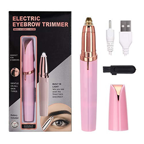 CALAILIS Rechargeable Eyebrow Trimmer Eyebrow Hair Shaper Face Lip Nose Hair Remover Eyebrow Razor Eyebrow Epilator with Light for Men Women Pink CALAILIS Rechargeable Eyebrow Trimmer Eyebrow Hair Shaper Face Lip Nose Hair Remover Eyebrow Razor Eyebrow Epilator with Light for Men Women Pink