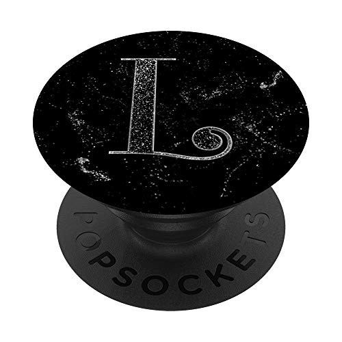 Elegant L White Black Initial Monogram Capital Letter Art PopSockets Grip and Stand for Phones and Tablets