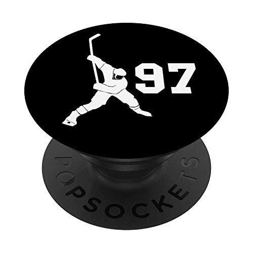 97, Number 97, Hockey player black background PopSockets PopGrip: Swappable Grip for Phones  and  Tablets