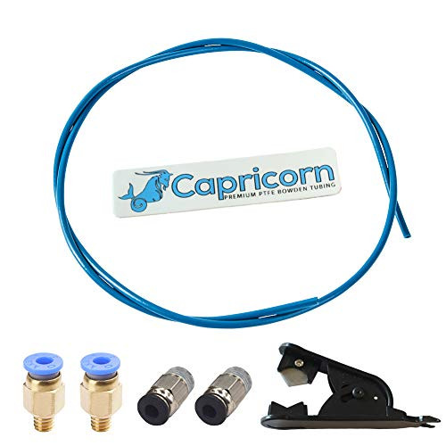 Creality Capricorn Bowden PTFE Tubing XS Series 1 Meter with PTFE Teflon Tube Cutter, 2Pcs PC4-M6 Fittings and 2Pcs PC4-M10 Fittings for 3D Printer 1.75mm Filament