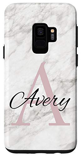 Galaxy S9 Avery Pink Monogram Letter E Girls Personalized Name Case