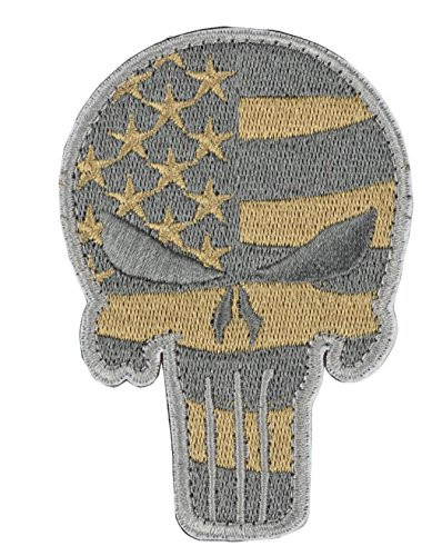 Jffcestore Tactical Morale Patch Embroidered Patch Hook&Loop Fastener Backing Emblem Punisher Patch(H Gray)