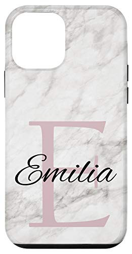 iPhone 12 mini Emilia Pink Monogram Letter E Girls Personalized Name Case