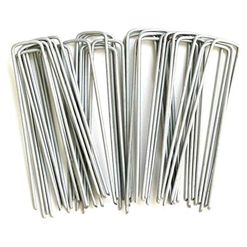 100Pcs 6 Inch Garden Landscape Staples, U-Shaped Turf Stakes Staples Rust Proof Sod Pins Stakes Garden Securing Pegs for Securing Artificial Grass Ground Cover Fences Weed Barrier