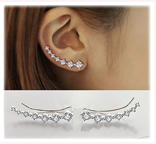 CZ Stud Earrings 925 Sterling Silver 18K Gold Plated Round Cubic Zirconia Hypoallergenic Set (7xing) (White) CZ Stud Earrings 925 Sterling Silver 18K Gold Plated Round Cubic Zirconia Hypoallergenic Set (7xing) (White)
