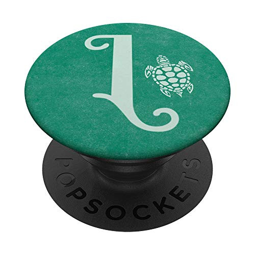 Letter L in teal with sea turtle phone stand for girls PopSockets Grip and Stand for Phones and Tablets