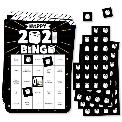 Big Dot of Happiness Rollin' in the New Year - Bar Bingo Cards and Markers - 2021 New Years Eve Party Bingo Game - Set of 18