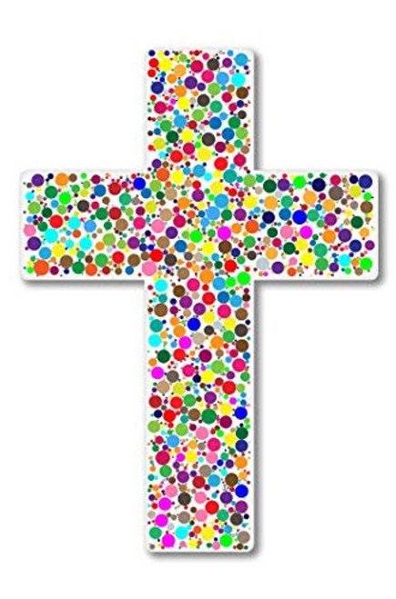 AK Wall Art Colorful Cross Christian Vinyl Sticker - Car Phone Helmet - Select Size