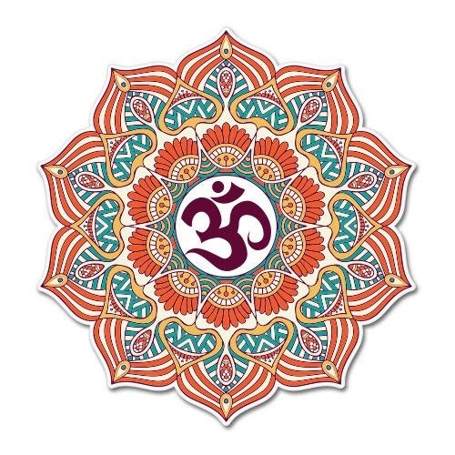 AK Wall Art Mandala Om Orange Vinyl Sticker - Car Phone Helmet - Select Size