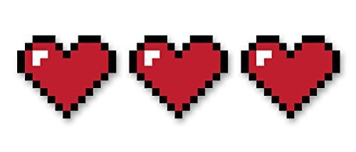 AK Wall Art Pixelated Hearts Set of 3 Vinyl Stickers - Car Phone Helmet - Select Size