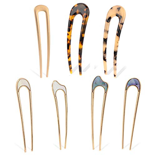 Adasea 7 Pieces U Shaped Hairpins 2 Prongs Updo Chignon Pins Cellulose Acetate Hair Pin Hair Stick Fork Sticks Metal Hair Pin Tortoise Shell Hair Pin for Women Girls Hair Styling Accessories Adasea 7 Pieces U Shaped Hairpins 2 Prongs Updo Chignon Pins Cellulose Acetate Hair Pin Hair Stick Fork Sticks Metal Hair Pin Tortoise Shell Hair Pin for Women Girls Hair Styling Accessories