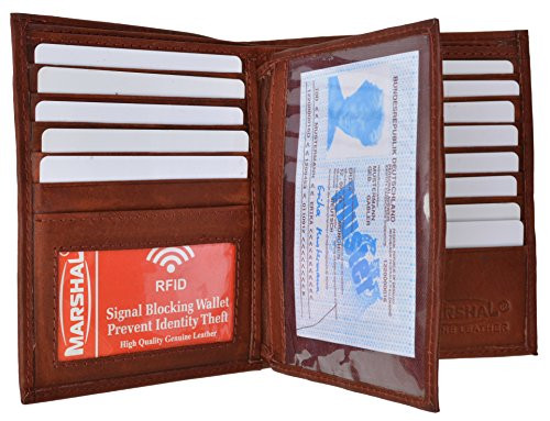 RFID Blocking Bifold Hipster Multi Credit Card ID Holder Wallet Premium Leather (Burgundy)