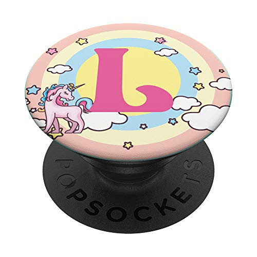 Magical Unicorn Letter L Initial Monogram PopSockets Grip and Stand for Phones and Tablets