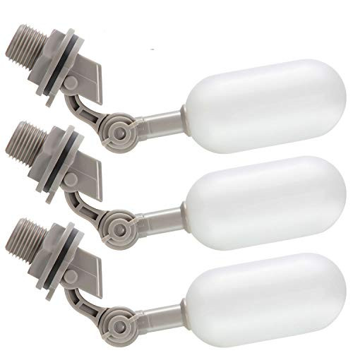 Float Ball Valve Set of 3, Water Filter Float Ball Valve, 1/2 Inch Supply Tube Water Float Valve with Adjustable Arm for Pool, Livestock Water Trough, Aquariums, Aquaculture (Gray)