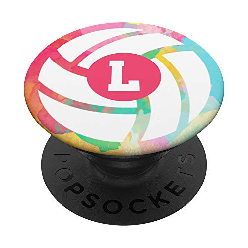 Volleyball Pastel Girl's Name Initial Varsity Letter L PopSockets PopGrip: Swappable Grip for Phones  and  Tablets