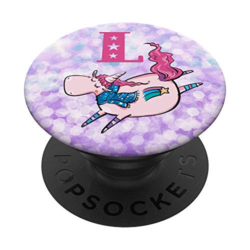 Unicorn Monogram L Personalized With Initial Letter L Gift PopSockets Grip and Stand for Phones and Tablets