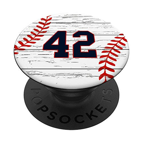 Baseball Number  42 Ball Vintage for Baseball Players Gift PopSockets PopGrip: Swappable Grip for Phones  and  Tablets