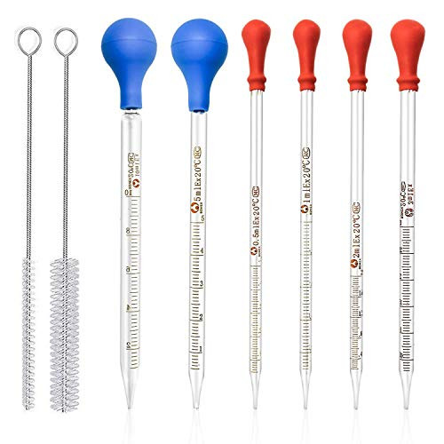 6 Pieces Glass Pipettes Graduated Dropper 0.5ml 1ml 2ml 3ml 5ml 10ml Long Glass Pipette Dropper with 6 Rubber Caps for Transfer Liquid Essential Oil 6 Pieces Glass Pipettes Graduated Dropper 0.5ml 1ml 2ml 3ml 5ml 10ml Long Glass Pipette Dropper with 6 Rubber Caps for Transfer Liquid Essential Oil
