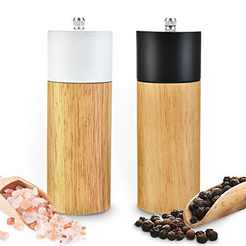Salt and Pepper Grinder Set, Pepper Grinders,Salt Mill with Adjustable Ceramic Rotor- 6 inches -Pack of 2