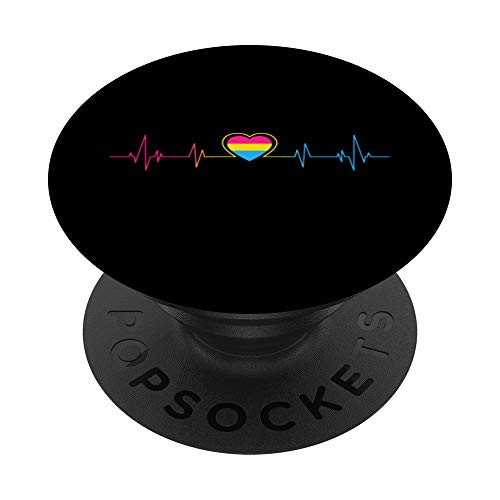 Heartbeat Pan Pride Flag LGBT Pansexual PopSockets PopGrip: Swappable Grip for Phones  and  Tablets
