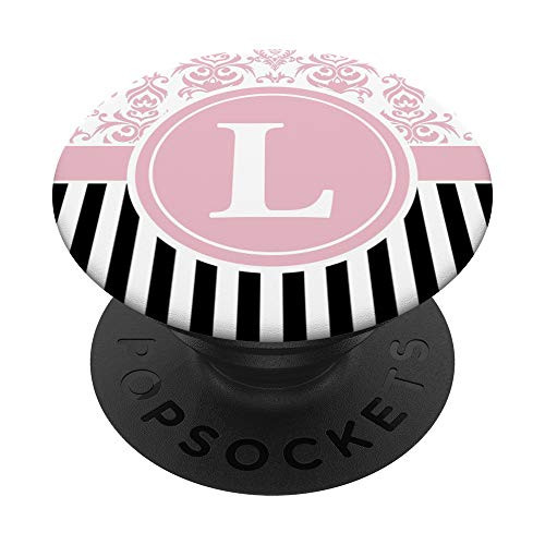 Letter L Intial Pink Damask Letter L Monogram PopSockets PopGrip: Swappable Grip for Phones  and  Tablets