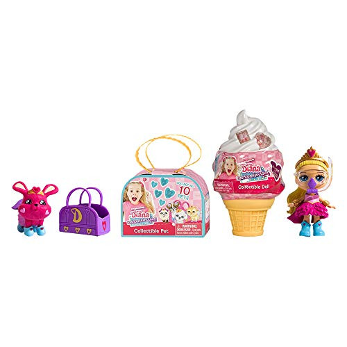 LOVE, DIANA, Kids Diana Show, Fashion Fabulous Collectible Doll and Pet 2-Pack Bundle, Surprise 3.5 Diana Doll in Adorable Ice Cream Cone and Surprise Pet, 10 Different Diana Doll Styles to Collect