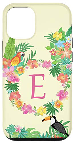 iPhone 12/12 Pro Summer Tropical Flowers Phone Case Initial E Summer Lover Case